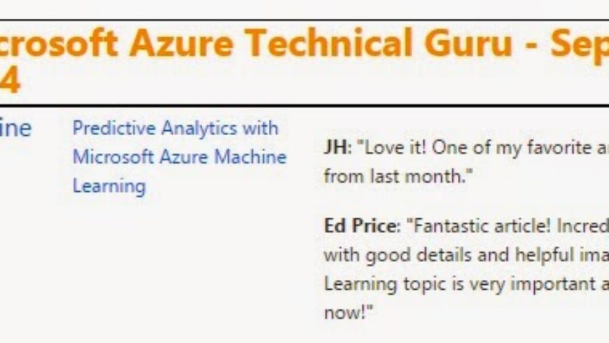 Microsoft Azure Technical Guru – September 2014